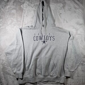 Dallas Cowboys Hoodie Mens 3XL Gray NFL Authentic Graphic Pullover Sweatshirt